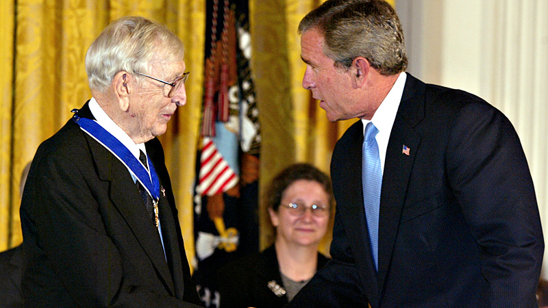 Wooden Shaking hand with President George W. Bush